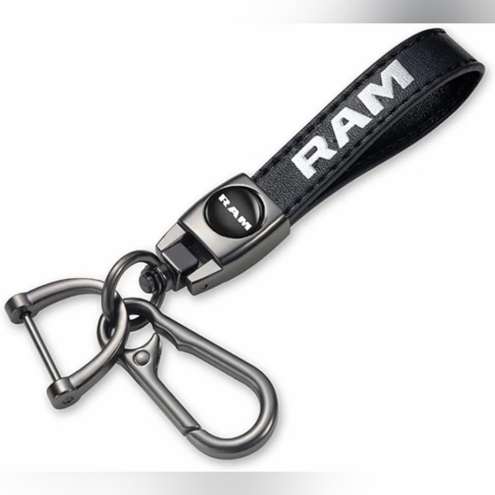 DODGE Ram Keyfob Keychain Logo Leather Loop Caribiner Keyring  NWT